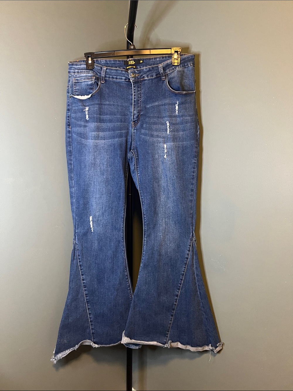 L&B Dark Blue Flare Jeans with Frayed Hem